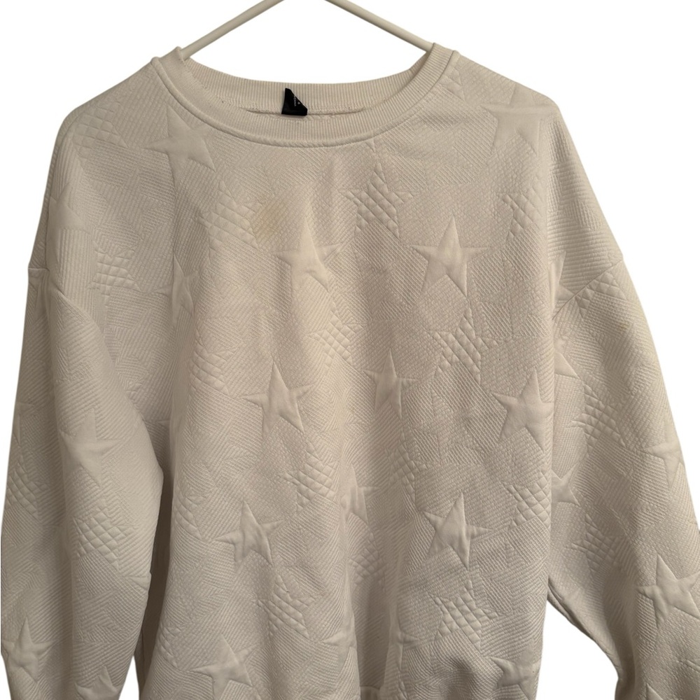 Textured Star Crewneck Sweatshirt - Ivory